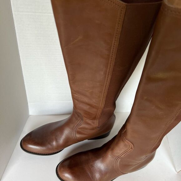 FRANCO SARTO Leather Fabric Road Knee High Riding Boots 8 - Picture 3 of 15